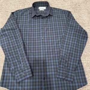 Mizzen+Main Blue and Black Plaid Shirt Mens XL